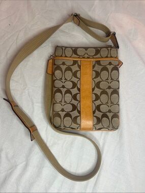 Coach Signature Canvas Messenger Bag in Brown and Tan